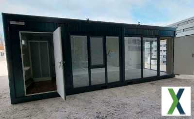 Foto  7 x 3 x 2,7 Meter - Design Container günstig kaufen  Repräsentatives Containermodul für Büro Messe Showroom Verkaufsstand & mehr! - Container mit großer Fensterfront - Bodentiefe Fenster -