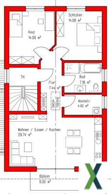 Foto Neubau in Mahlberg: 1.OG mit großem Balkon/ 3 Zimmer